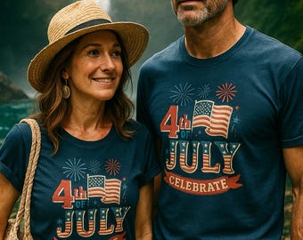 Fourth of July Vier vuurwerk-T-shirt, Independence Day, Memorial Day, Veteranendag, Casual