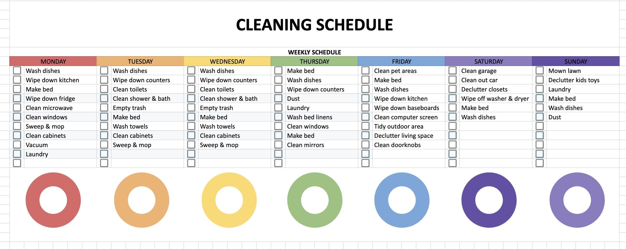 Editable Cleaning Schedule Spreadsheet | Google Sheets Chore Chart ...