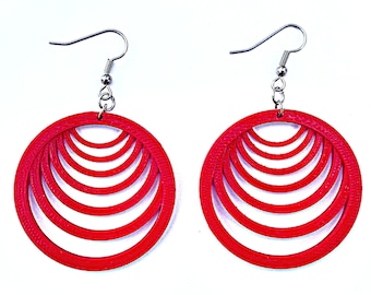 3D printed big circle earrings / Lightweight vegan statement earrings / 3d printed jewelry made in USA / Many colors available