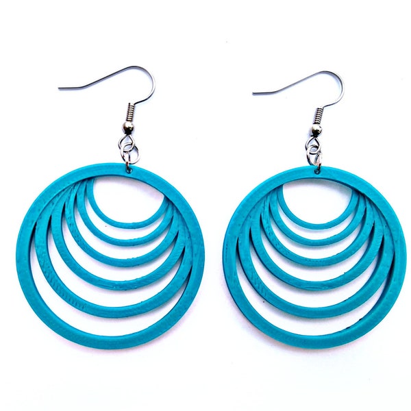 Small circle earrings - 3D printed /  Lightweight eco-friendly jewelry made in Somerville / Many colors available