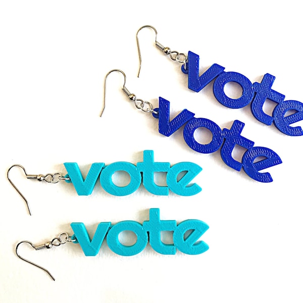 3d printed blue vote earrings / votes for women /  vote blue
