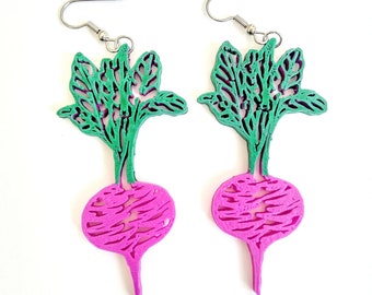 3d printed Beet earrings / Radish earrings / Luna Lovegood earrings