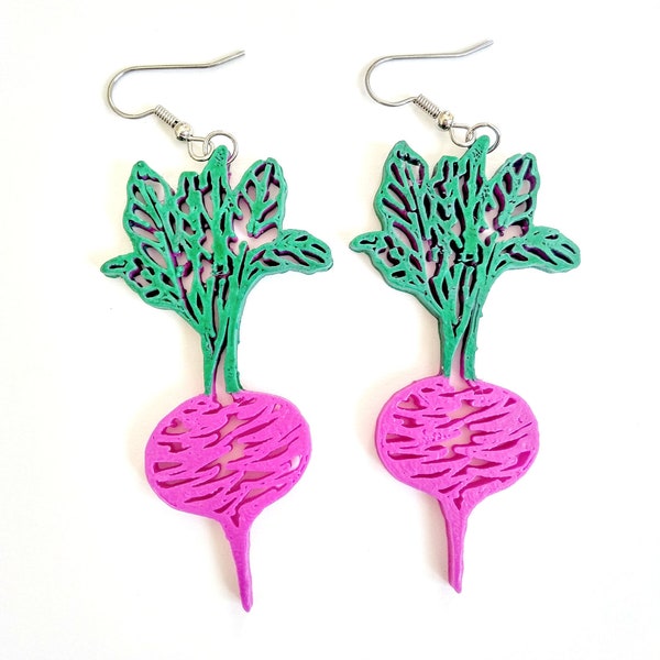 3d printed Beet earrings / Radish earrings / Luna Lovegood earrings