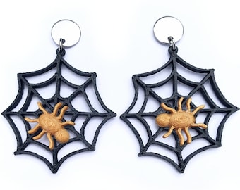 Spooky Spiderweb Earrings / 3D printed Halloween Earrings