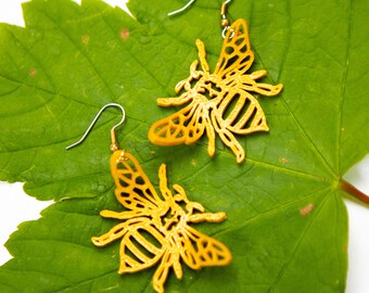 3D Printed Bee earrings / save the bees / Multiple Colors Available