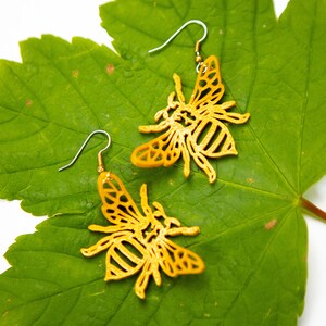 3D Printed Bee earrings / save the bees / Multiple Colors Available