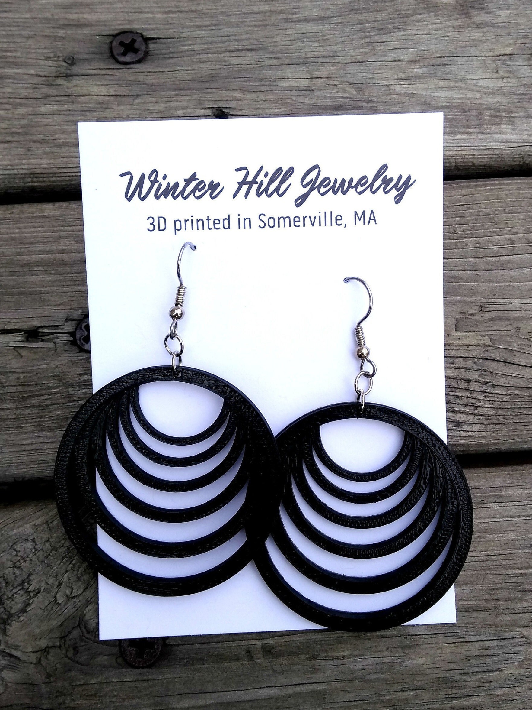 3D Printed Big Circle Earrings Eco-friendly Plant-based - Etsy