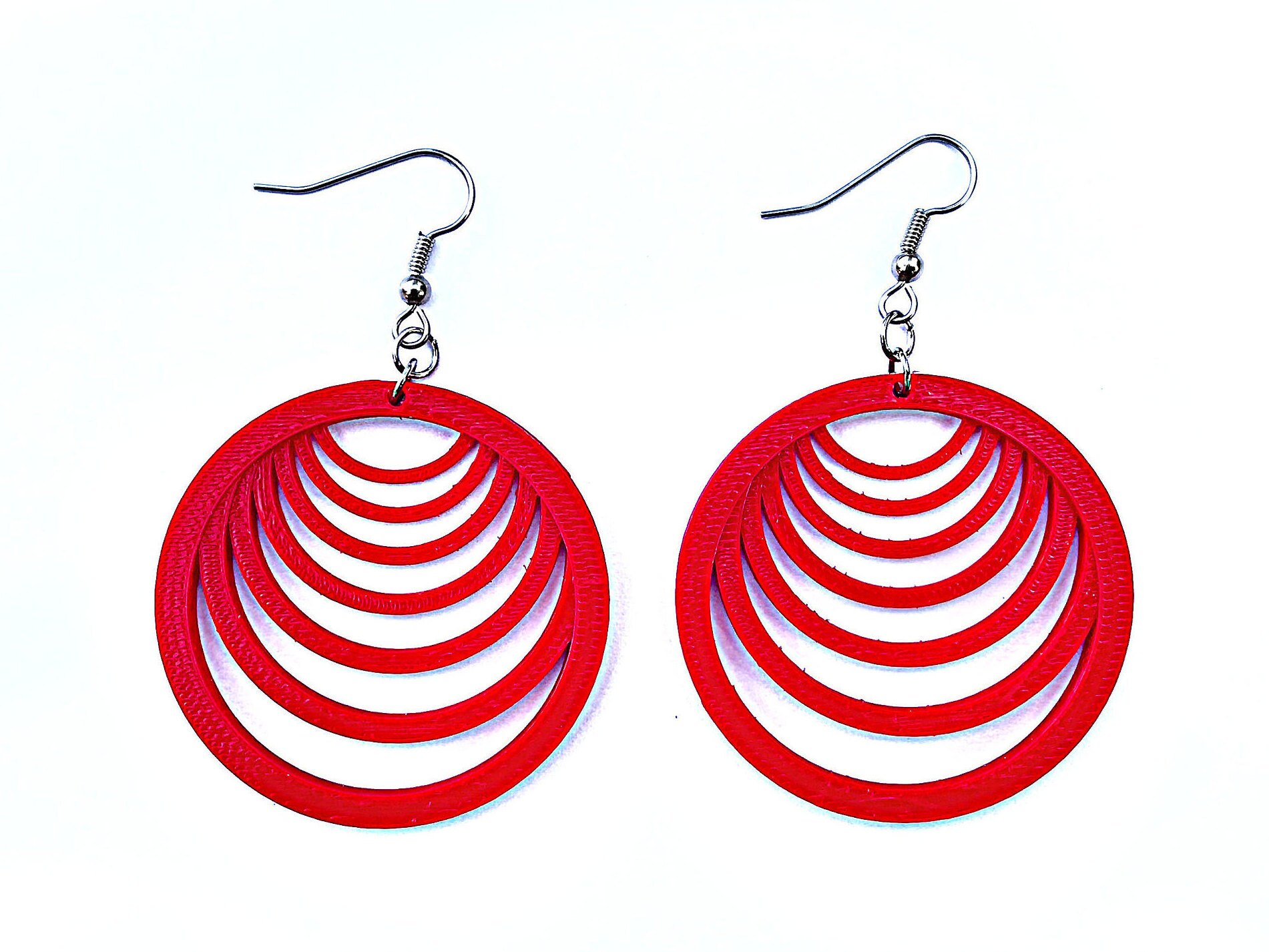 3D Printed Big Circle Earrings / Lightweight Plastic Vegan | Etsy