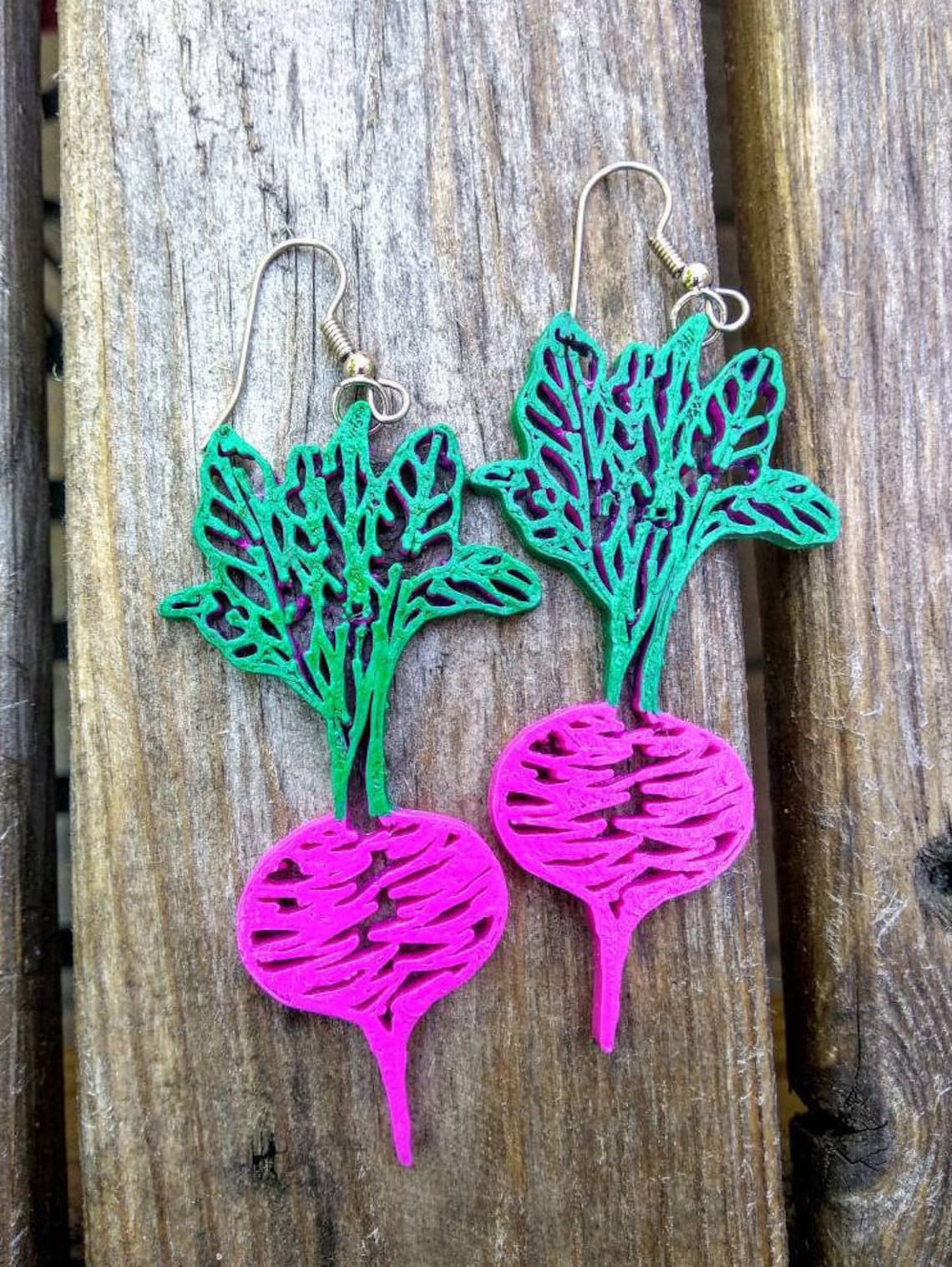 3d Printed Beet Earrings / Radish Earrings / Luna Lovegood Etsy