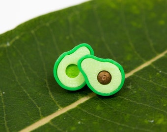 Avocado stud earrings / 3d printed vegan eco-friendly studs of plant-based plastic by Winter Hill jewelry / Made in USA