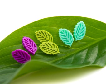 mint leaf studs / Vegan eco-friendly / plant-based cute colorful stud earrings / leaves / Colors to choose