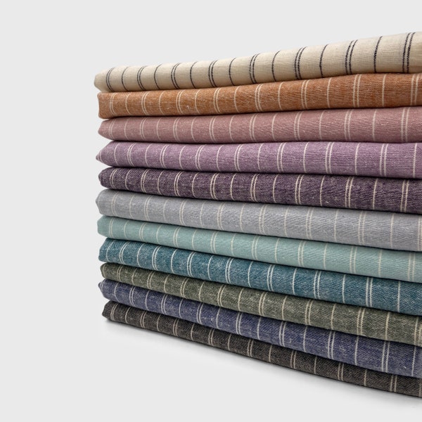 Lightweight Hemp Organic Cotton Fabric Stripe by 0.5 Metre, Organic Woven Fabric, Stripe Fabric, Hemp Fabric, Yarn Dyed Fabric, Eco-friendly