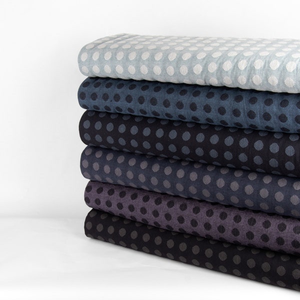 Japanese Cotton Yarn Dyed Jacquard Dots Fabric by 0.5 Metre, Yarn Dyed Fabric, Sevenberry Fabric, Japanese Jacquard Fabric