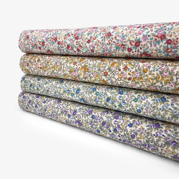 Japanese Cotton Printed Floral Broadcloth Fabric by 0.5 Metre, Sevenberry® Fabric with Floral Patterns, Lightweight Floral Cotton Fabric