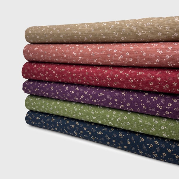 Japanese Cotton Shantung Dobby Printed Fabric by 0.5 Metre, Sevenberry Fabric, Japanese Traditional Prints Cherry Blossom Hemp Double Sided