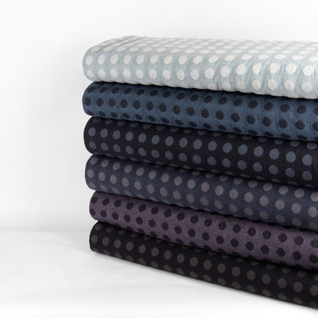 Japanese Cotton Yarn Dyed Jacquard Dots Fabric by 0.5 Metre, Yarn Dyed Fabric, Sevenberry Fabric