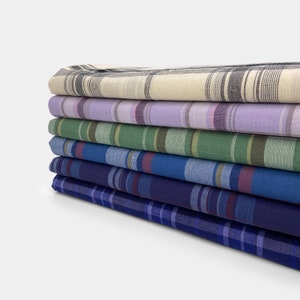 Japanese Organic Cotton Rayon Plaid Shirting Fabric by 0.5 Metre, Lightweight and Soft Eco Friendly Fabric for Shirts, Tops and Dresses