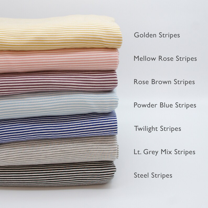 2mm Stripes Bamboo Organic Cotton Jersey Knit Fabric By 0.5 Metre, Soft and Stretchy Eco Friendly Fabric for Tops, T-Shirts and Leggings image 2