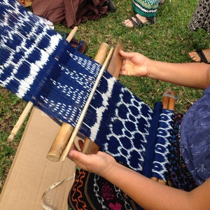 Indigo Guatemalan Fabric by 2.25 Yards, Handwoven from San Juan, White Indigo Cotton Ikat Fabric, Boho Fabric, Ethnic, Tribal, Fair Trade image 5