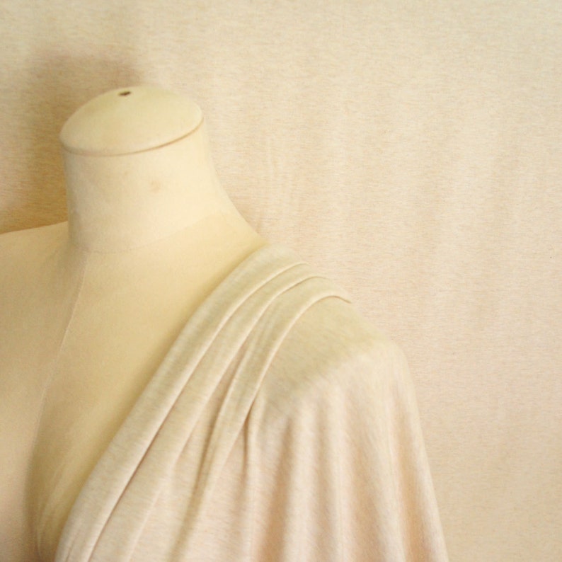 Heather Almond Soft Stretch Fabric Cotton Bamboo Jersey Knit Fabric By 0.5 Metre Cotton Knit Fabric Jersey Fabric Bamboo Fabric