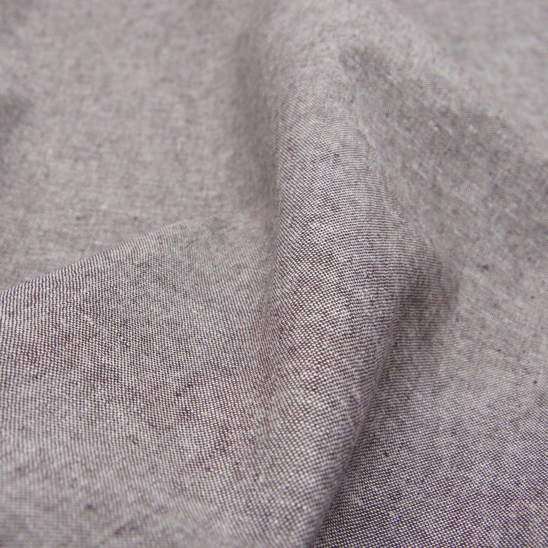 Charcoal Brown Chambray Linen Organic Cotton Fabric Organic - Etsy
