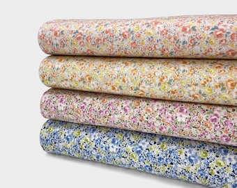 Japanse katoenen bedrukte keperstof van 0,5 meter, Sevenberry®-stof met kleine bloemmotieven, gemiddeld gewicht voor kleding en handwerk