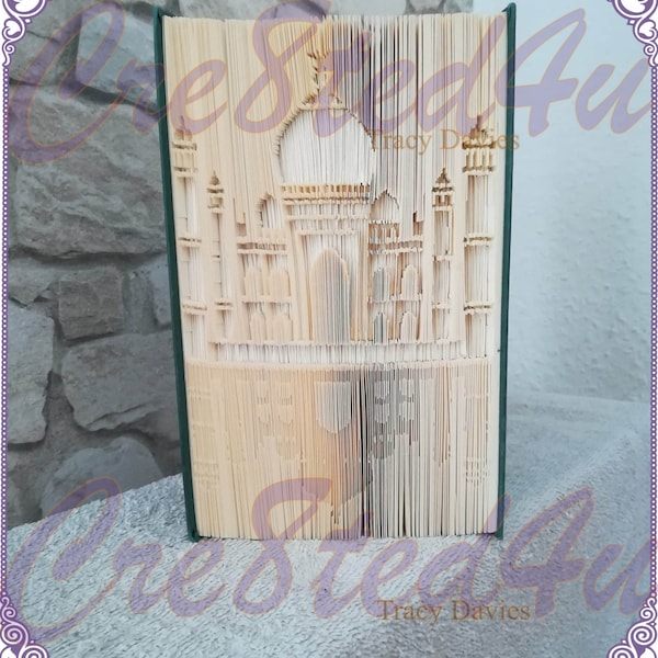 Taj Mahal and reflection cut and fold book folding pattern with free cut and fold tutorial