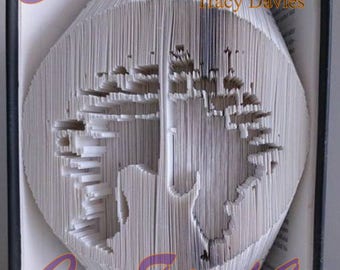 Electric Guitar Circle Wall Combi Cut and fold book folding pattern