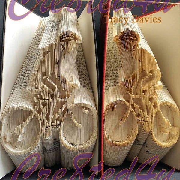 Cyclist set of two combi book ends  cut and fold bookfolding patterns