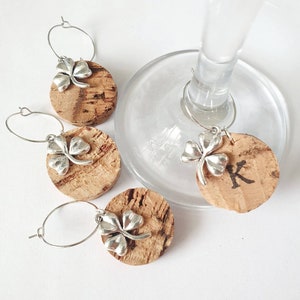 Irish Shamrock - Handmade Personalised Wine / Drinks Glass Charms - Wedding Favours, Hen Party, St. Patrick&#39;s Gift, Dinner Party