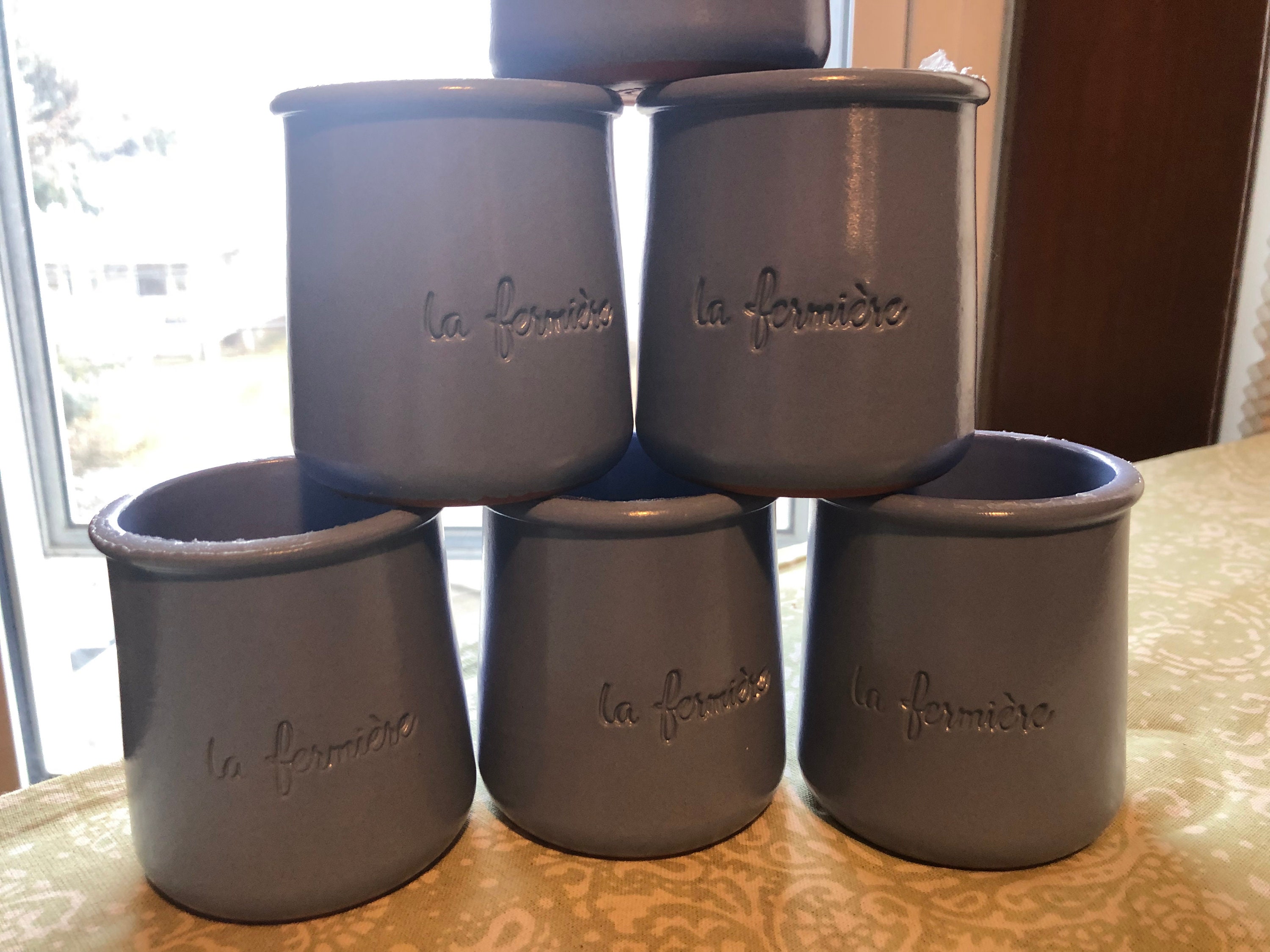 La Fermiere Blue Glazed Terracotta Yogurt Pots set of 6 Etsy