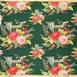 Vintage 1940&#39;s/50&#39;s Barkcloth Fabric / 2- 46&quot; x 38&quot; / Floral Print / Retro Collectable Rare