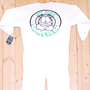 1970&#39;s/80&#39;s Deadstock White GARFIELD Onesie NOS / Jumper / Jumpsuit / Retro Collectable Rare