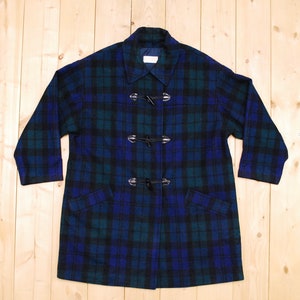 Vintage 1960&#39;s/70&#39;s Blue & Green Plaid PENDLETON Duffle Coat / Made in U.S.A. / Car Coat / Lumberjack / Cruiser / Retro Collectable Rare