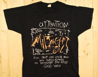 Midnight Oil Vintage Rare T-shirt, Soft Thin Black Tee Shirt