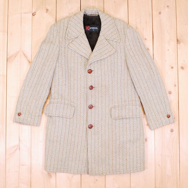 Vintage 1960's/70's Brown McGREGOR Tweed Overcoat with Faux Sherpa Lining / Retro Collectable Rare