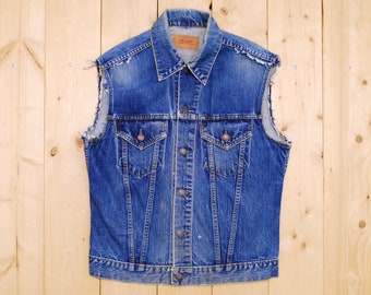 Vintage 1960's/70's LEVIS BIG E Denim Jean Vest / "King Rat"  / Trucker / Biker / Retro Collectible Rare