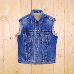 Vintage 1960/70-tals LEVIS BIG E Denim Jeansväst / "King Rat" / Trucker / Biker / Retro Samlarobjekt Sällsynt