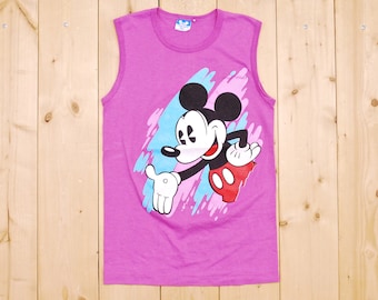 Vintage 1970's/80's MICKEY MOUSE Pink Muscle Tank Top / Retro Collectable Rare