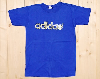 Vintage 1970's Blue ADIDAS T-Shirt / Made in U.S.A. / Retro Collectable Rare