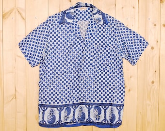 Jahrgang 1930 alle SILK HAWAIIAN Shirt / McInerny Honolulu / Pinapples Print / Cowpunk / Rockabilly / Retro Sammlerstück selten