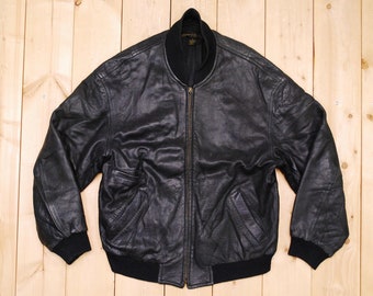 Vintage jaren 1980/90 Black DONNA KARAN New York Designer Leather Motorcycle Jacket / Retro Collectable Rare