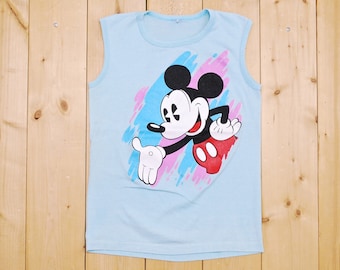 Vintage 1970's/80's MICKEY MOUSE Seafoam Muscle Tank Top / Made in U.S.A. / Retro Collectable Rare