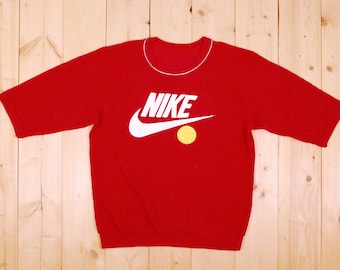 Vintage 1980's/90's Red Terry NIKE Basketball T-Shirt / Retro Coleccionable Rare