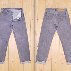 Vintage 1980&#39;s/90&#39;s Trashed LEVIS Grey 501&#39;s Denim Jeans / Retro Collectable Rare