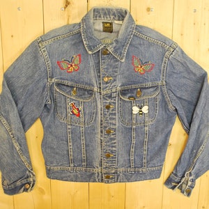 Jaqueta jeans bordada LEE vintage dos anos 1960/70 / SANFORIZADA / Union Made in USA / Retro colecionável rara