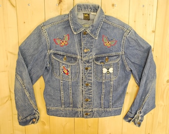 Vintage 1960's/70's LEE Embroidered Denim Jean Jacket / SANFORIZED / Union Made in USA / Retro Collectible Rare