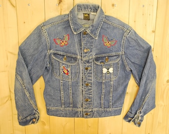 Vintage 1960&#39;s / 70 &#39;s LEE geborduurd Denim Jean jas / SANFORIZED / Unie Made in USA / Retro Collectible zeldzame