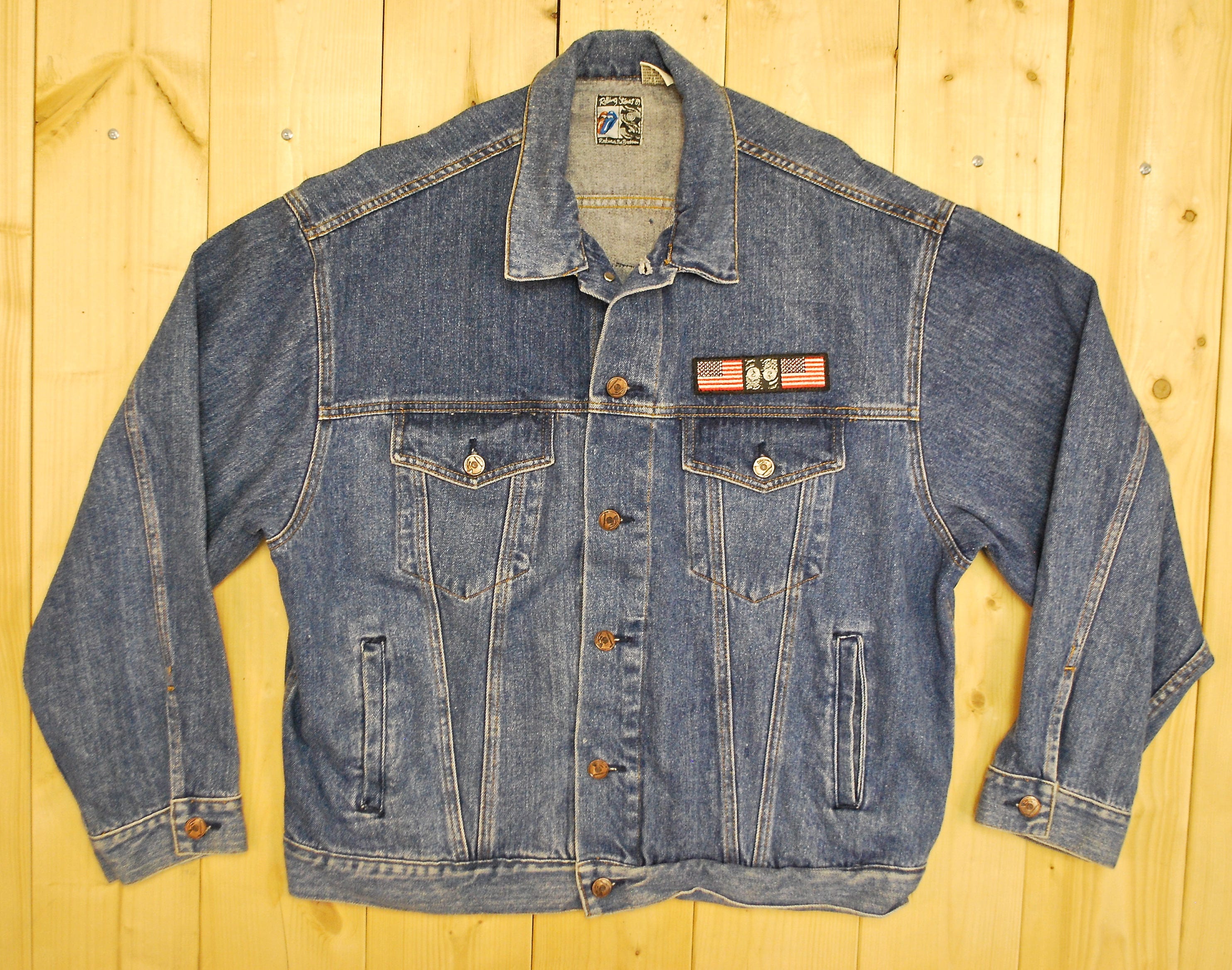 ジャケット・アウター The Rolling Stone vintage ridersjacket Original vintage 1989 Rolling Stones Steel Wheels Tour Denim
