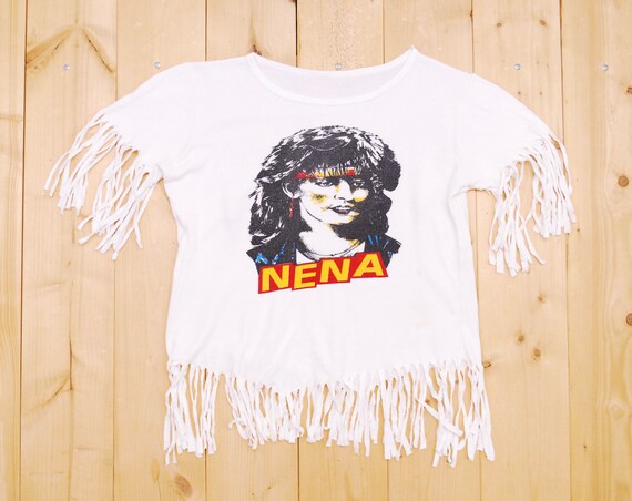 Vintage 1980's NENA Bootleg Fringe Cropped Top / "